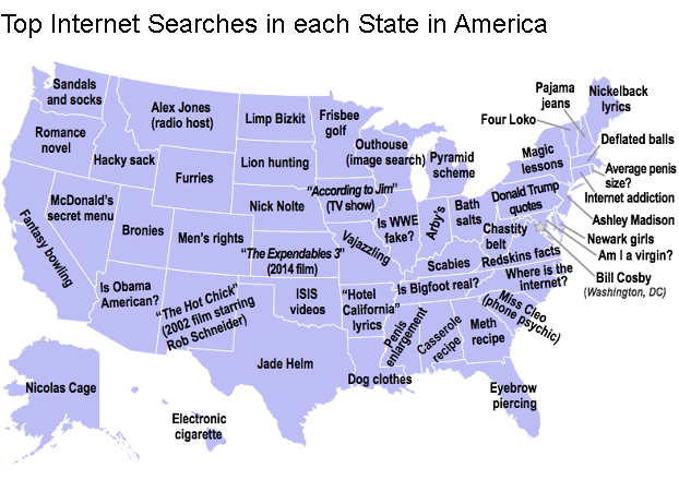 Top Internet Searches from each State in America
