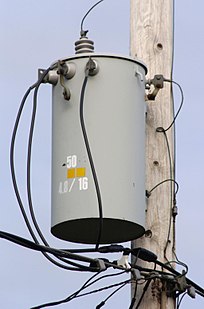 Pole-mounted distribution transformer